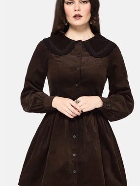Disturbia Kora Floral Embroidered Cord V Waist Mini Dress